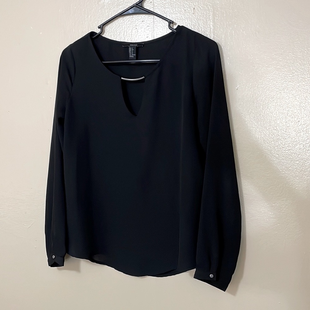 🌸 Clearance! 🌸 Forever21 Black Formal Long Sleeve Blouse/Shirt Size S